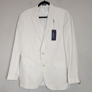 NWT Stafford Linen Cotton White Blazer Sports Coat men's size 40 Long
